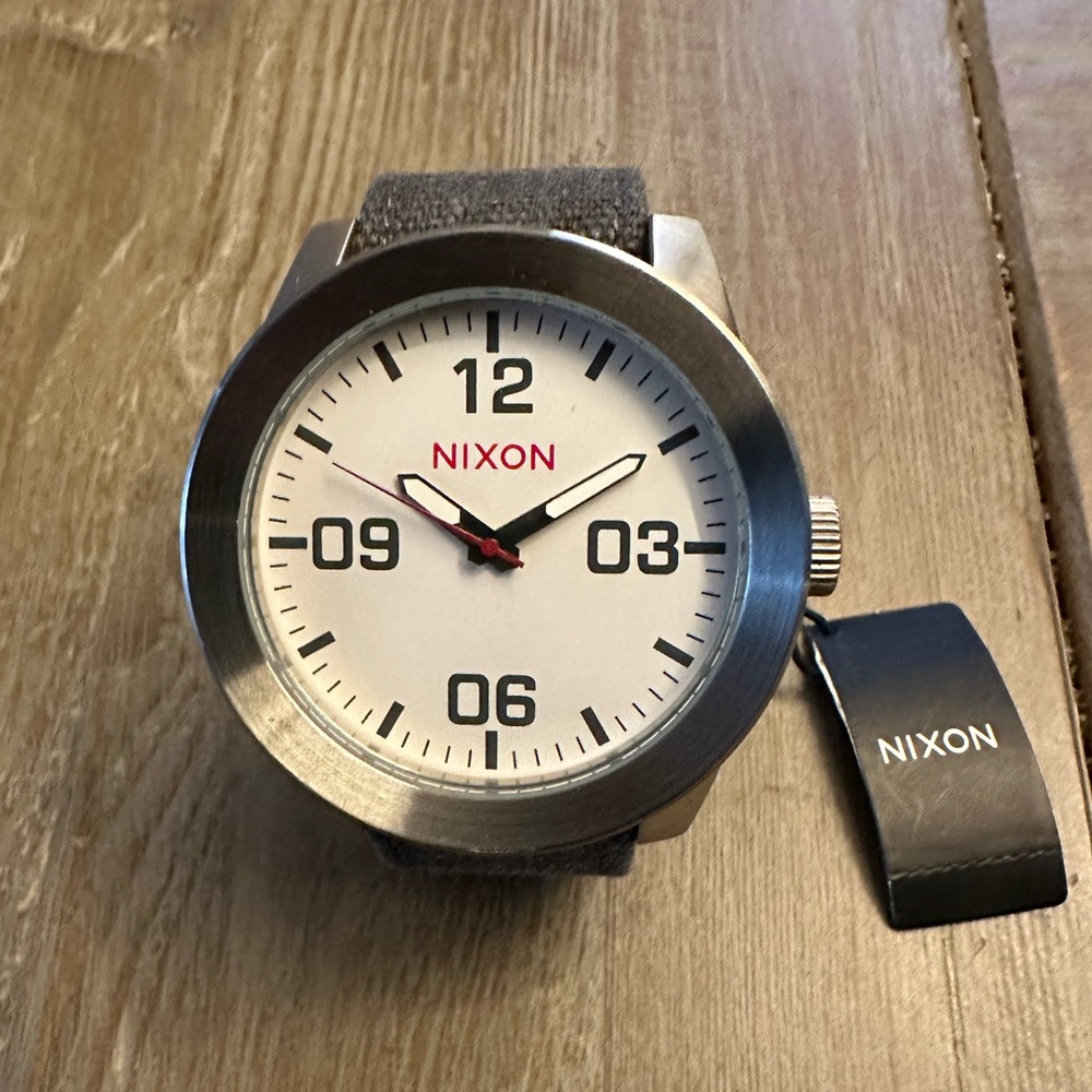 Nixon Corporal White w Grey Fabric Strap Watch - NWT